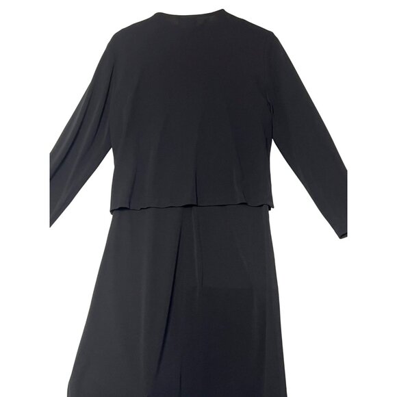 VTG Dressing Clio Women's  Dress Cardigan Set  Medium Black Maxi USA flaw - Picture 7 of 16